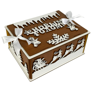 Новогодняя упаковка для конфет "Посылка", резной декор