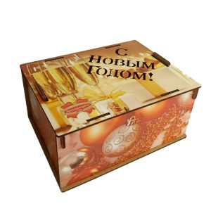 Новогодняя упаковка для конфет "Посылка" с прорезью на крышке